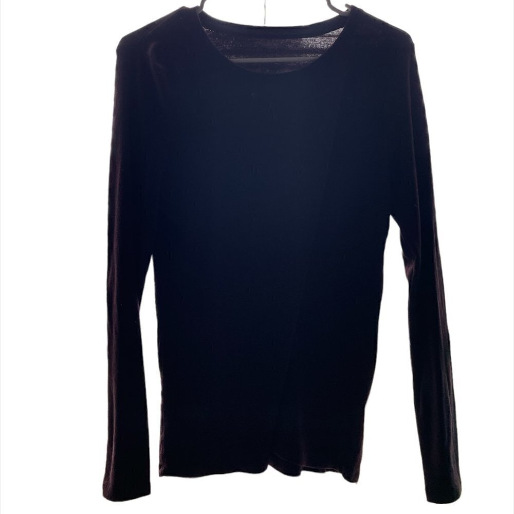 A New Day Maroon Cotton Long Sleeve Scoop Neck Tee Large